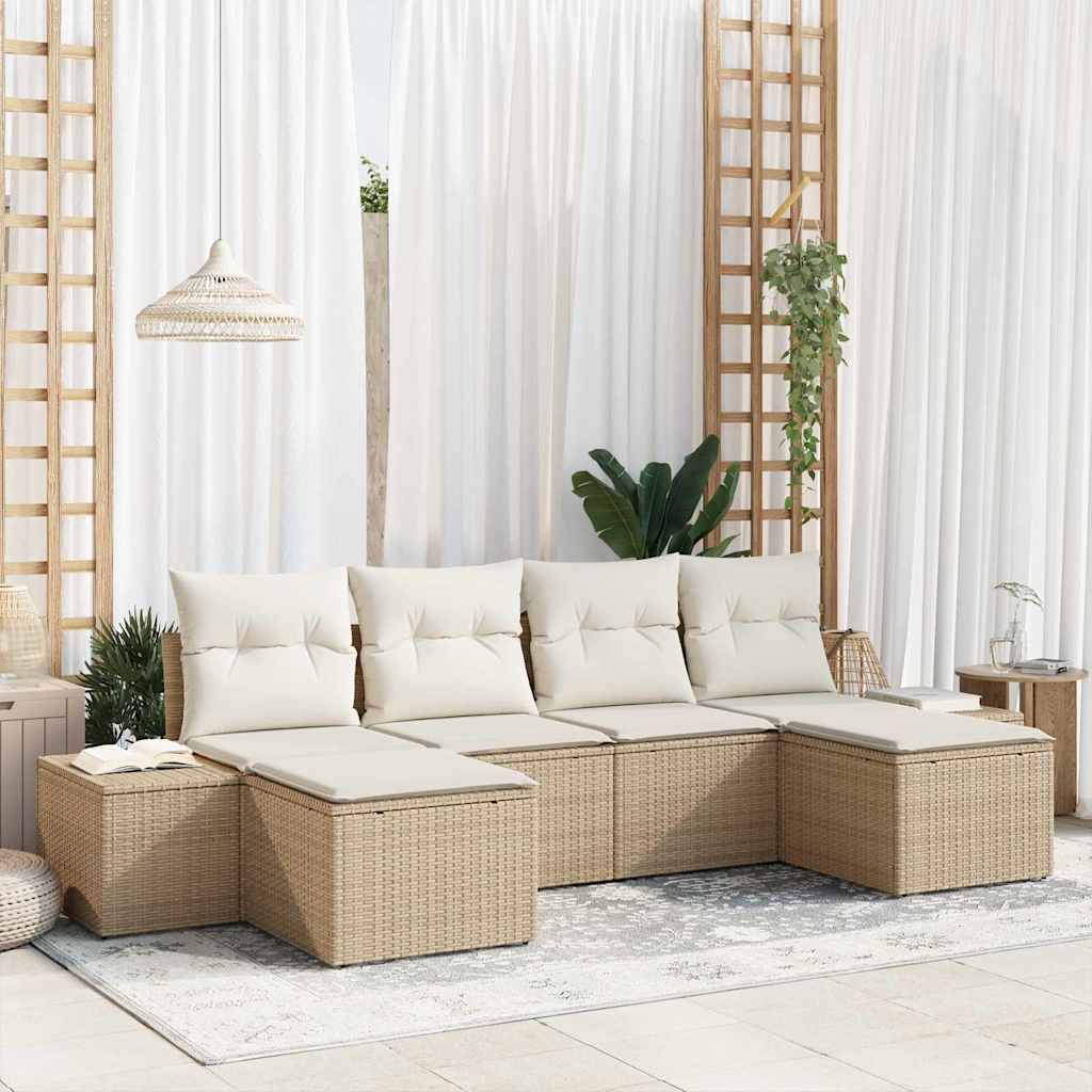 Tuin Sofa Set Met Kussen 6 Pcs 184 X 62 X 85 Cm Poly Riet