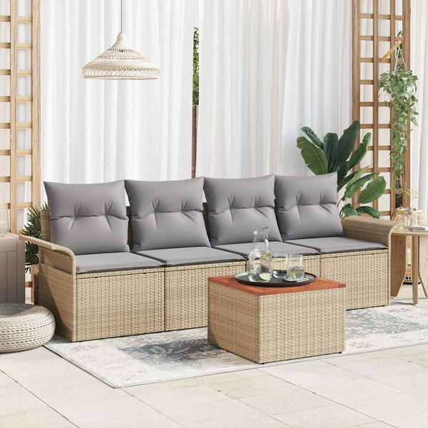 Tuin Sofa Set Met Kussen 5 Pcs En Crème 55 X 55 X 37 Cm