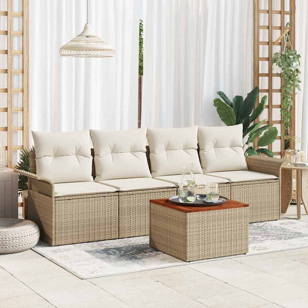 Tuin Sofa Set Met Kussen 5 Pcs En Crème 55 X 55 X 37 Cm