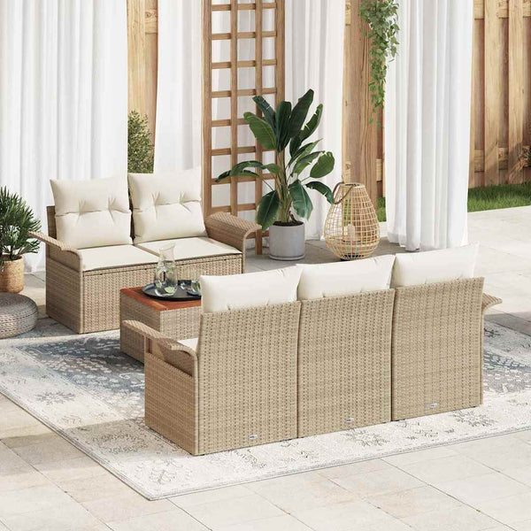 Tuin Sofa Set Met Kussen 6 Pcs En Crème 55 X 55 X 37 Cm