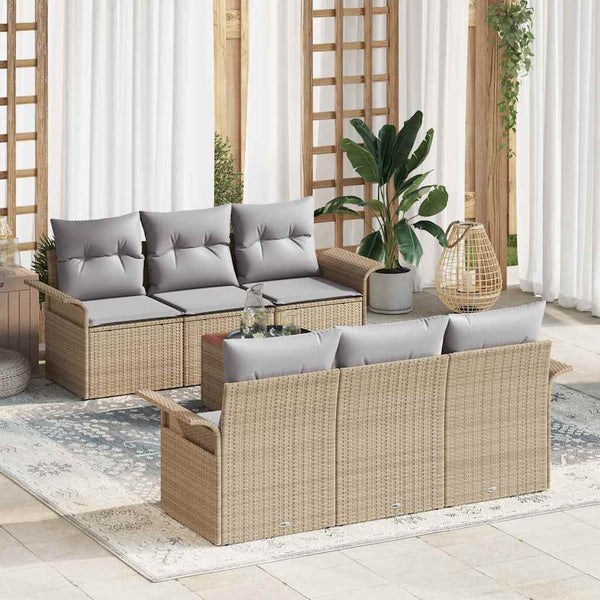 Tuin Sofa Set Met Kussen 7 Pcs En Crème 55 X 55 X 37 Cm