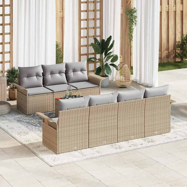 Tuin Sofa Set Met Kussen 8 Pcs En Crème 55 X 55 X 37 Cm