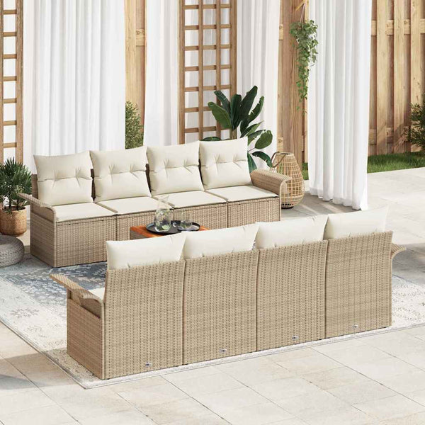 Tuin Sofa Set Met Kussen 7 Pcs En Crème 55 X 55 X 37 Cm