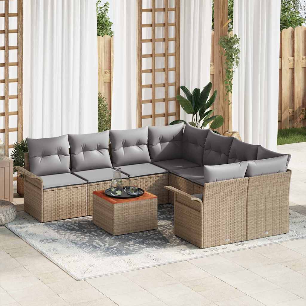 Tuin Sofa Set Met Kussen 9 Pcs En Crème 55 X 55 X 37 Cm