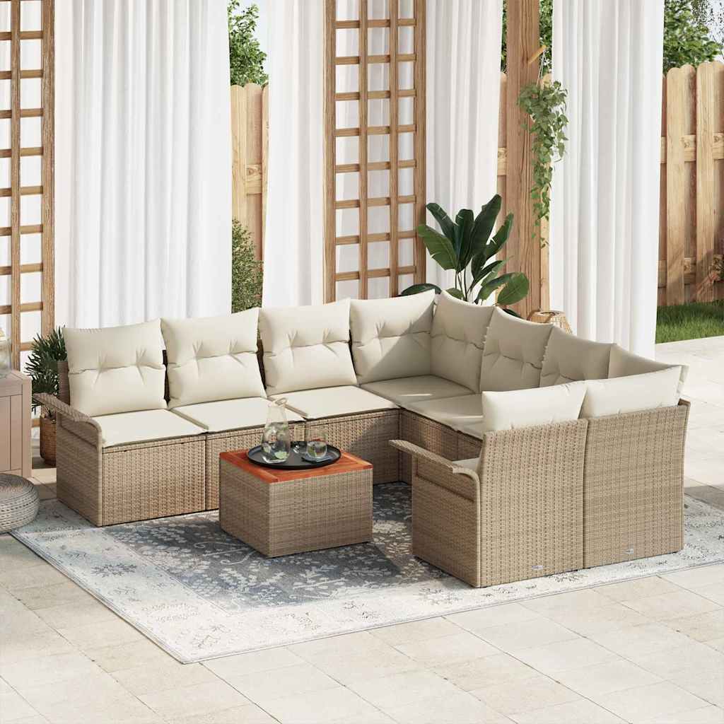 Tuin Sofa Set Met Kussen 9 Pcs En Crème 55 X 55 X 37 Cm