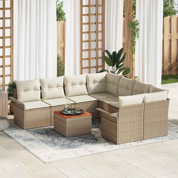 Tuin Sofa Set Met Kussen 9 Pcs En Crème 55 X 55 X 37 Cm