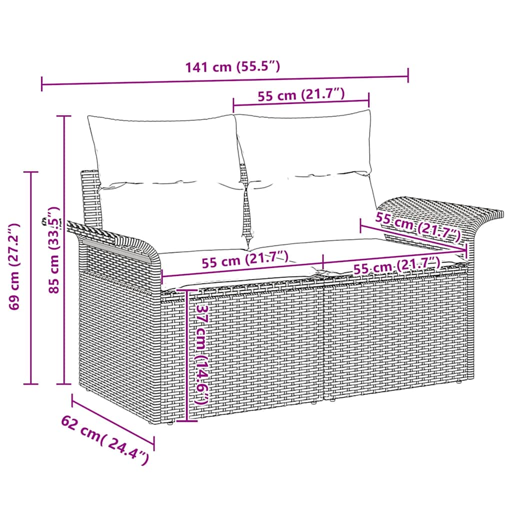 Tuin Sofa Set Met Kussen Met Opslag 6 Pcs