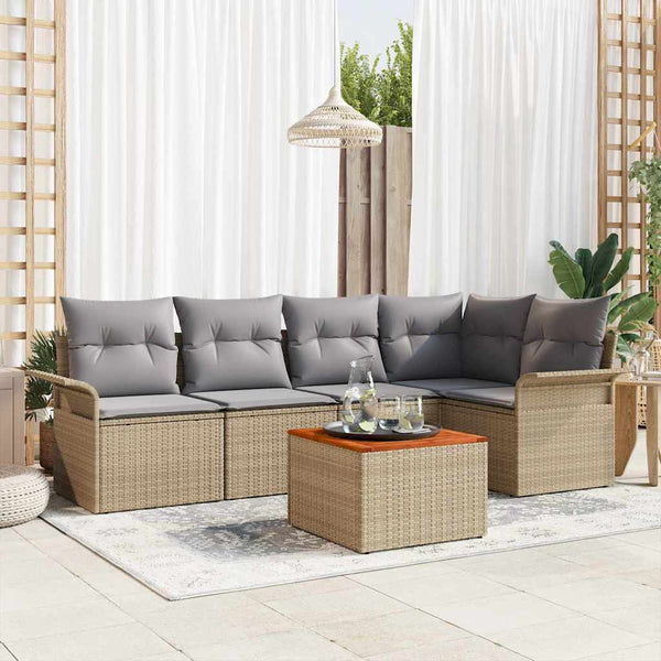 Tuin Sofa Set Met Kussen 6 Pcs En Crème 55 X 55 X 37 Cm