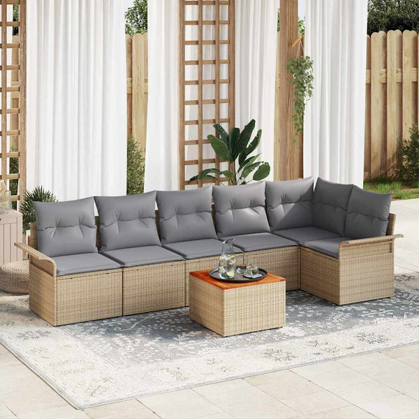 Tuin Sofa Set Met Kussen 7 Pcs En Crème 55 X 55 X 37 Cm