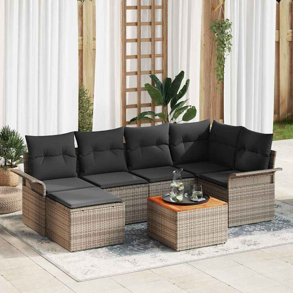 Tuin Sofa Set Met Kussen Met Opslag 7 Pcs En Crème