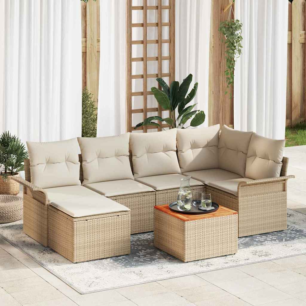 Tuin Sofa Set Met Kussen Met Opslag 7 Pcs En Crème