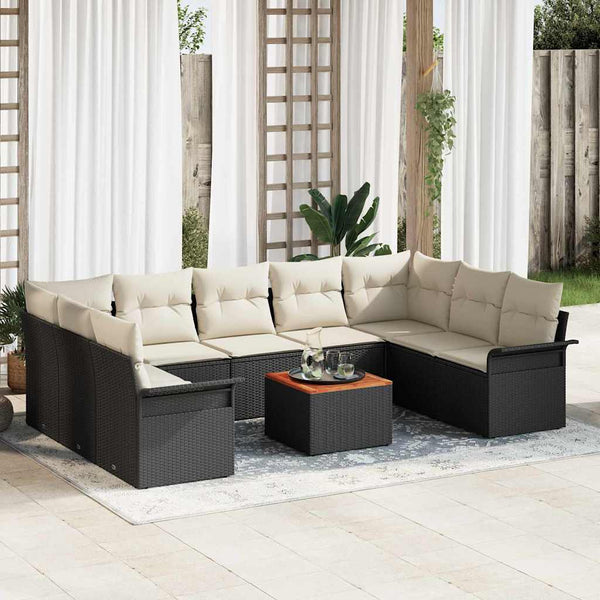 Tuin Sofa Set Met Kussen 10 Pcs En Crème 55 X 55 X 37 Cm
