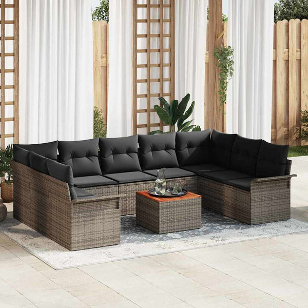 Tuin Sofa Set Met Kussen 10 Pcs En Crème 55 X 55 X 37 Cm