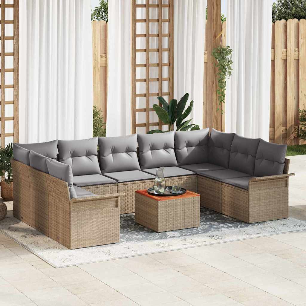 Tuin Sofa Set Met Kussen 10 Pcs En Crème 55 X 55 X 37 Cm