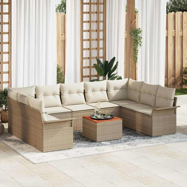 Tuin Sofa Set Met Kussen 10 Pcs En Crème 55 X 55 X 37 Cm