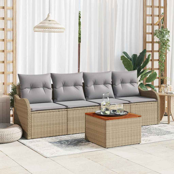 Tuin Sofa Set Met Kussen 5 Pcs En Crème 55 X 55 X 37 Cm