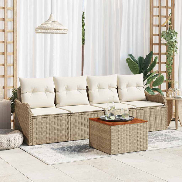 Tuin Sofa Set Met Kussen 5 Pcs En Crème 55 X 55 X 37 Cm