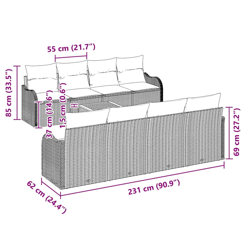 Tuin Sofa Set 9 Pcs