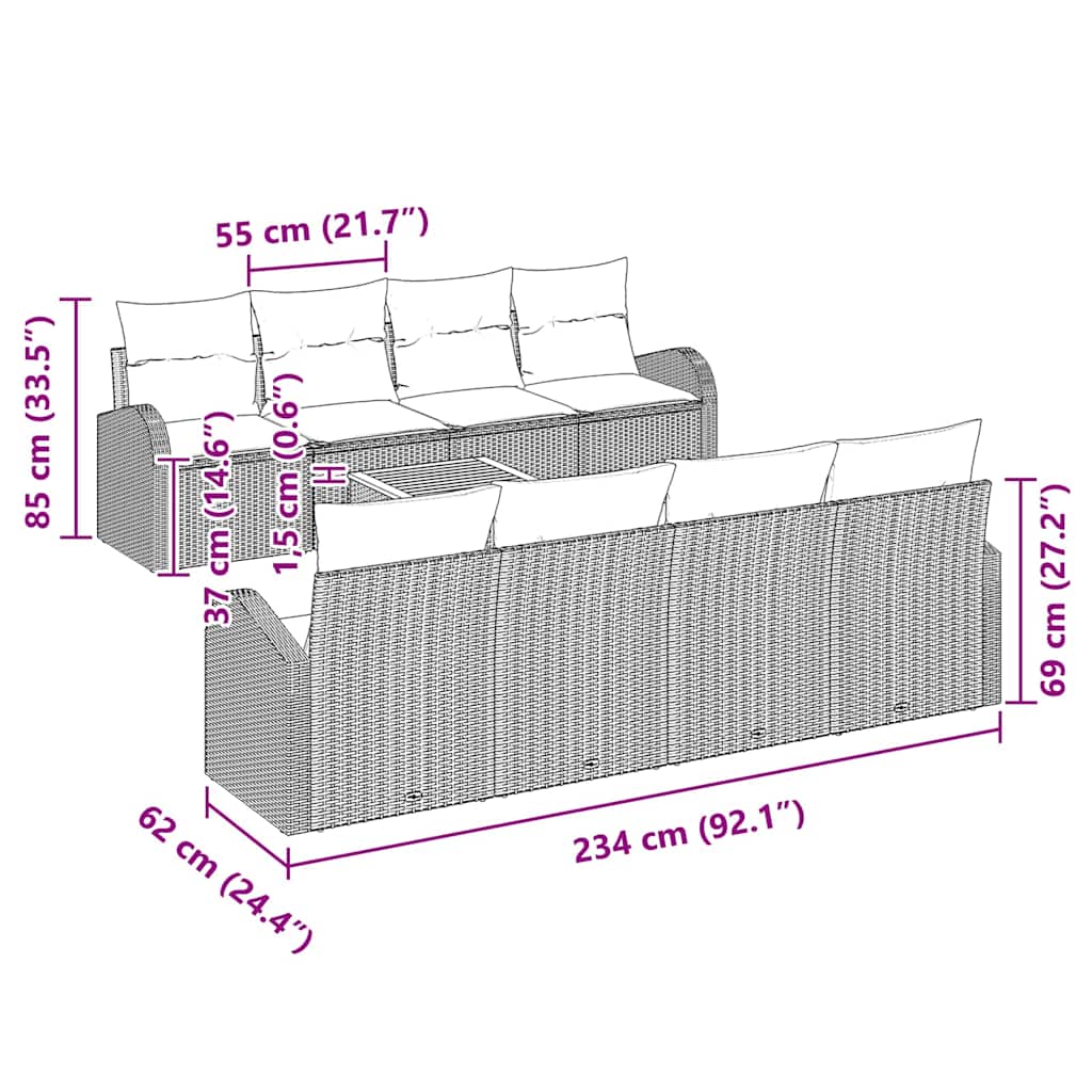 Tuin Sofa Set 9 Pcs
