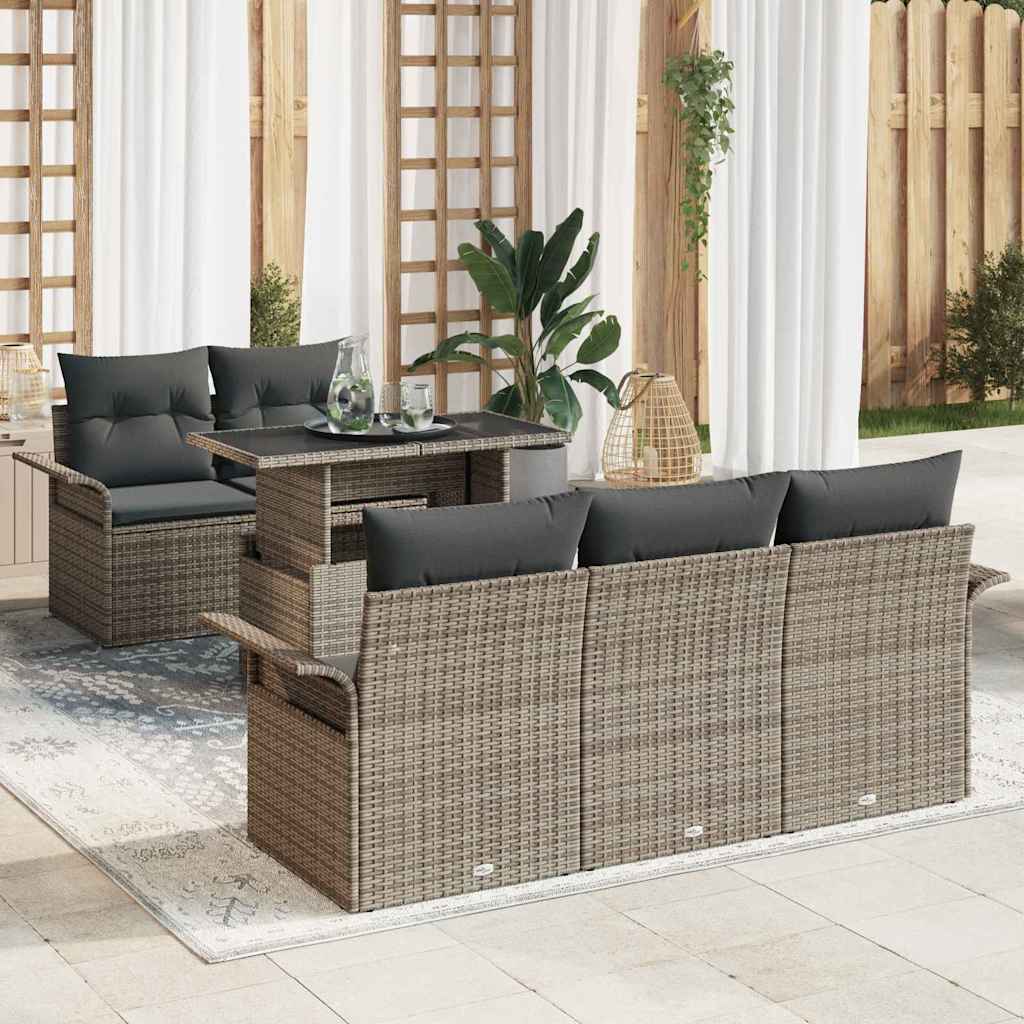 Tuin Sofa Set Met Kussen Met Opslag 6 Pcs Poly Riet