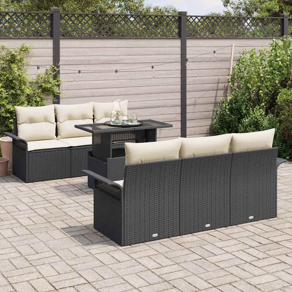 Tuin Sofa Set Met Kussen Met Opslag 7 Pcs Poly Riet