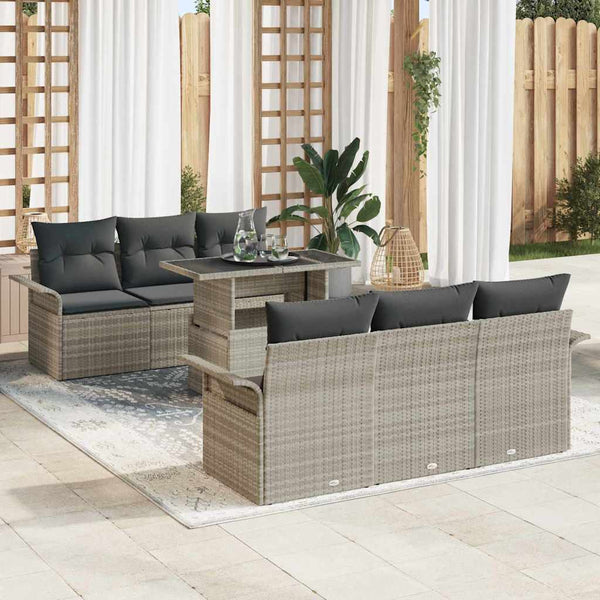 Tuin Sofa Set Met Kussen Met Opslag 7 Pcs Poly Riet