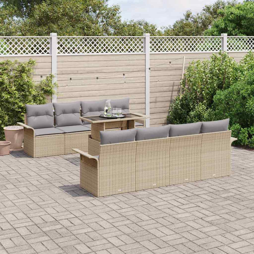 Tuin Sofa Set Met Kussen Met Opslag 9 Pcs Poly Riet