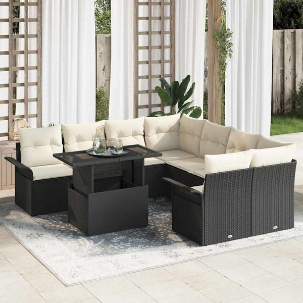 Tuin Sofa Set Met Kussen Met Opslag 9 Pcs Poly Riet