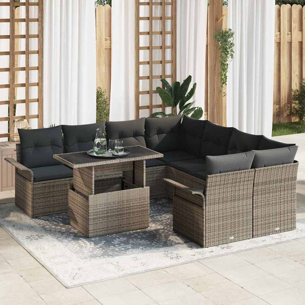 Tuin Sofa Set Met Kussen Met Opslag 9 Pcs Poly Riet