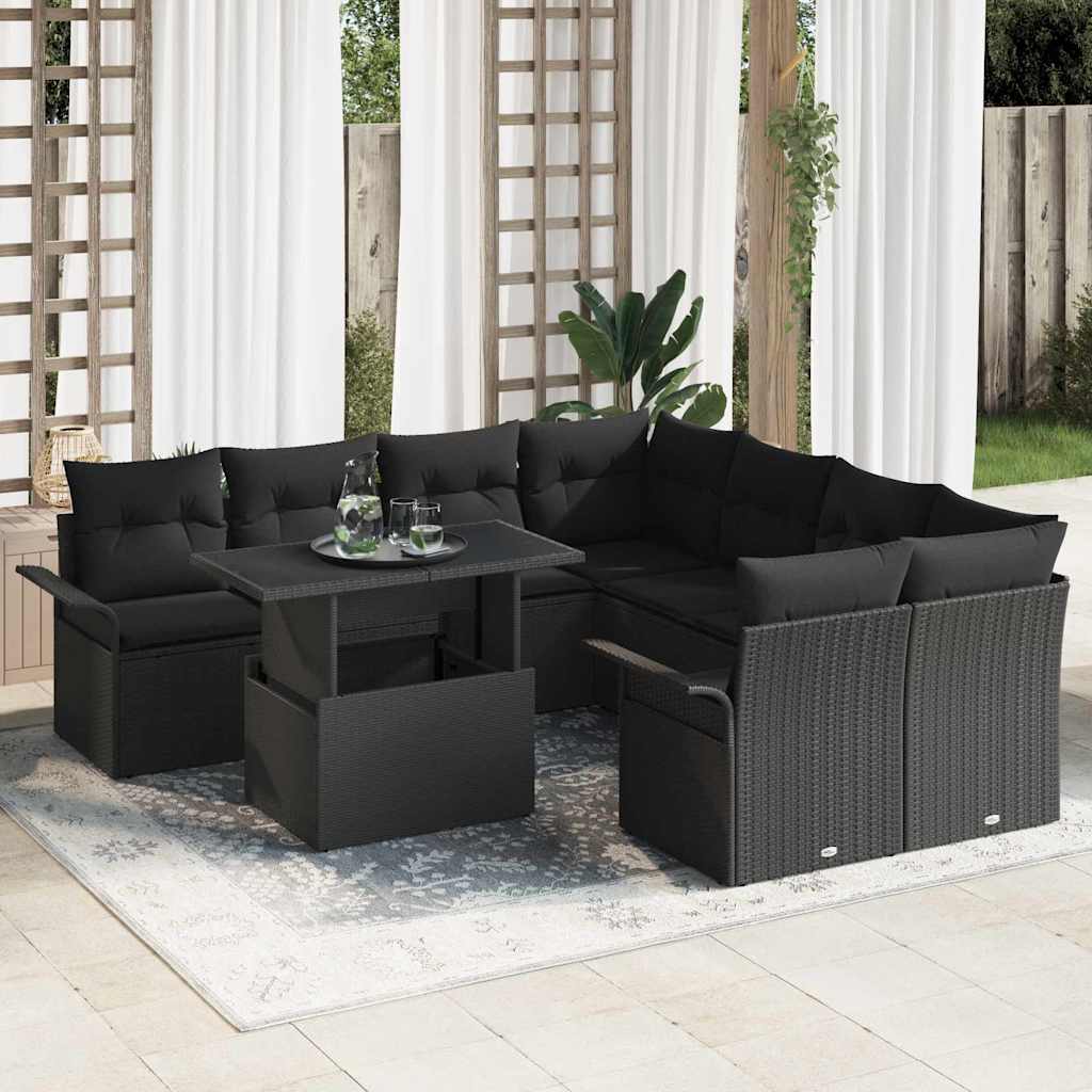 Tuin Sofa Set Met Kussen Met Opslag 9 Pcs Poly Riet
