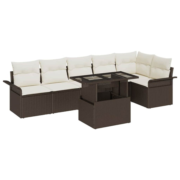 Tuin Sofa Set Met Kussen Met Opslag 7 Pcs Poly Riet