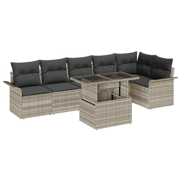Tuin Sofa Set Met Kussen Met Opslag 7 Pcs Poly Riet