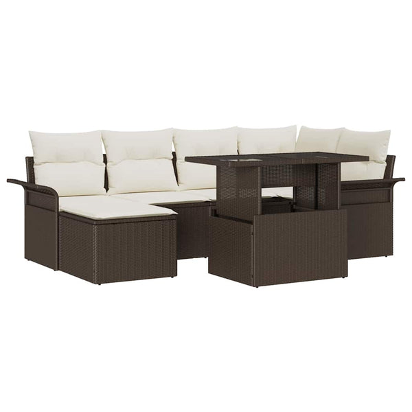 Tuin Sofa Set Met Kussen Met Opslag 7 Pcs Poly Riet