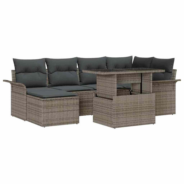 Tuin Sofa Set Met Kussen Met Opslag 7 Pcs Poly Riet