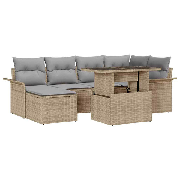 Tuin Sofa Set Met Kussen Met Opslag 7 Pcs Poly Riet
