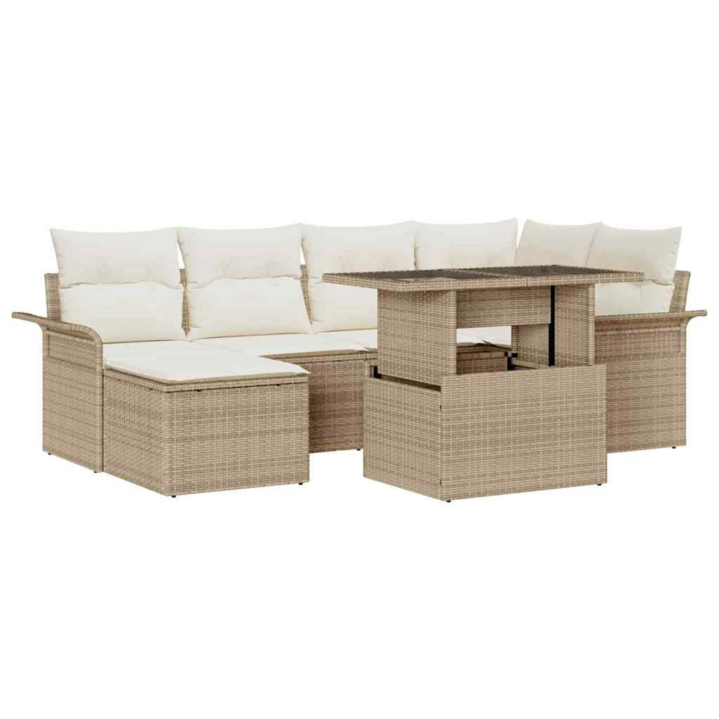 Tuin Sofa Set Met Kussen Met Opslag 7 Pcs Poly Riet