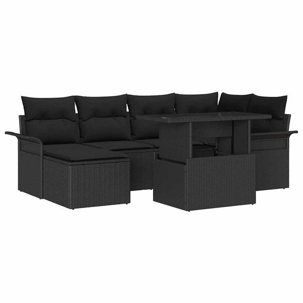 Tuin Sofa Set Met Kussen Met Opslag 7 Pcs Poly Riet