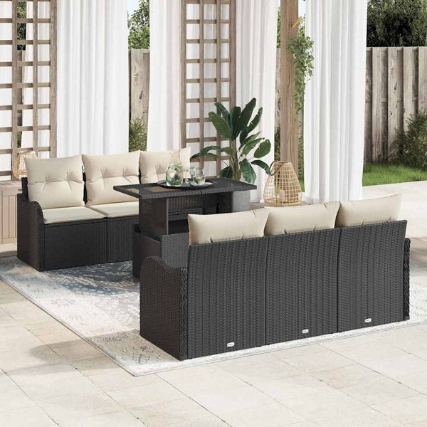 Tuin Sofa Set Met Kussen 7 Pcs 100 X 55 X 73 Cm Poly Riet