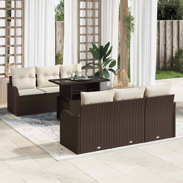 Tuin Sofa Set Met Kussen 7 Pcs 100 X 55 X 73 Cm Poly Riet