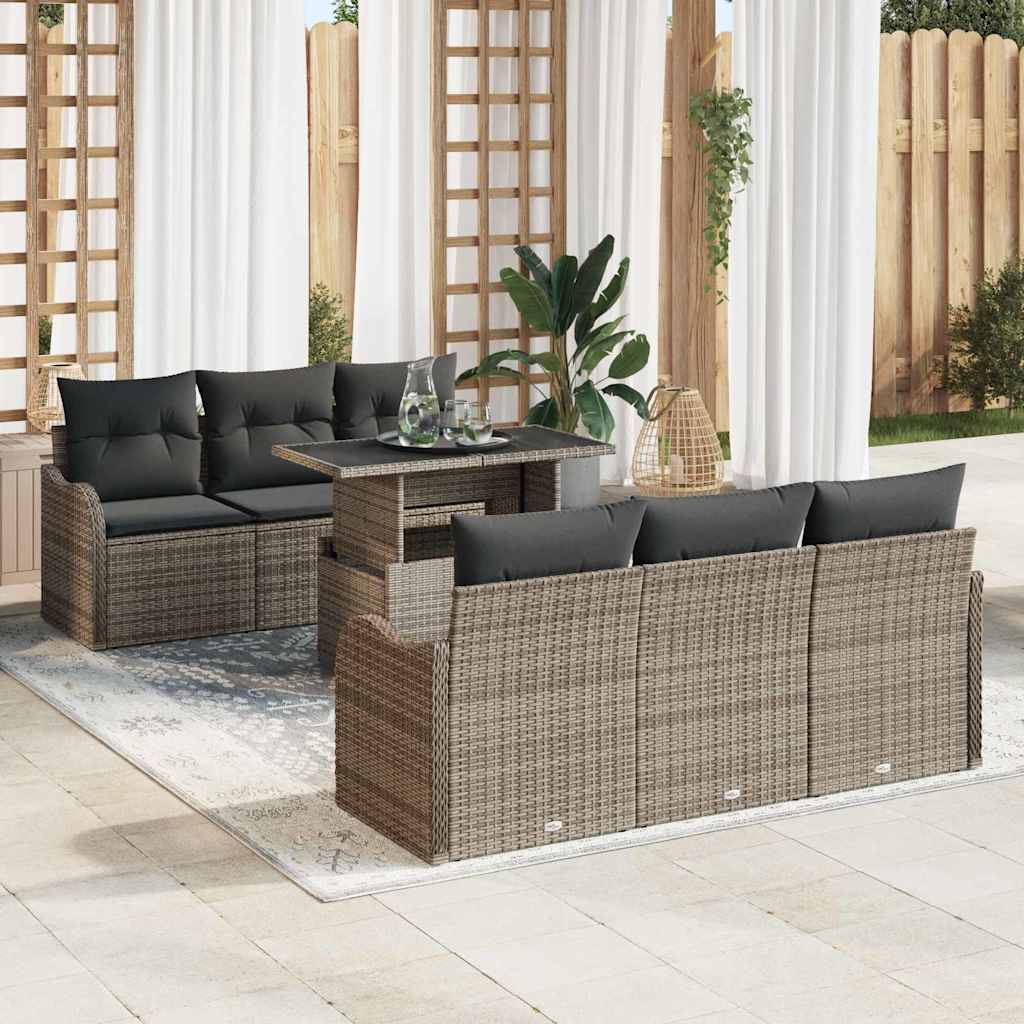 Tuin Sofa Set Met Kussen 7 Pcs 100 X 55 X 73 Cm Poly Riet