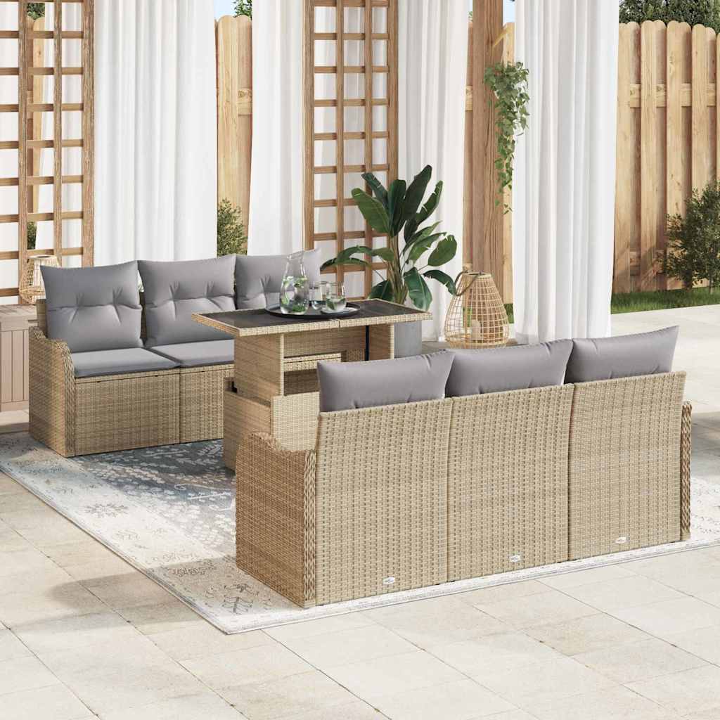 Tuin Sofa Set Met Kussen 7 Pcs 100 X 55 X 73 Cm Poly Riet