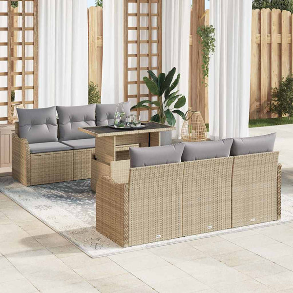 Tuin Sofa Set Met Kussen 7 Pcs 100 X 55 X 73 Cm Poly Riet