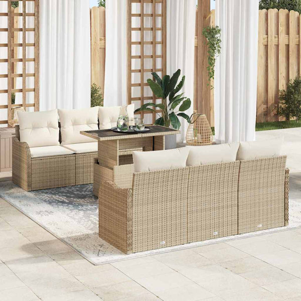 Tuin Sofa Set Met Kussen 7 Pcs 100 X 55 X 73 Cm Poly Riet