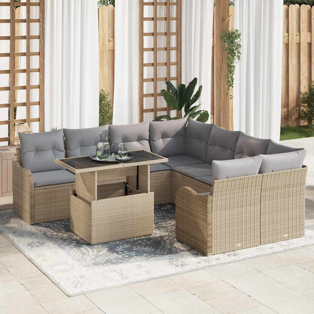 Tuin Sofa Set Met Kussen 9 Pcs 100 X 55 X 73 Cm Poly Riet