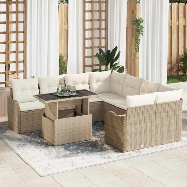 Tuin Sofa Set Met Kussen 9 Pcs 100 X 55 X 73 Cm Poly Riet
