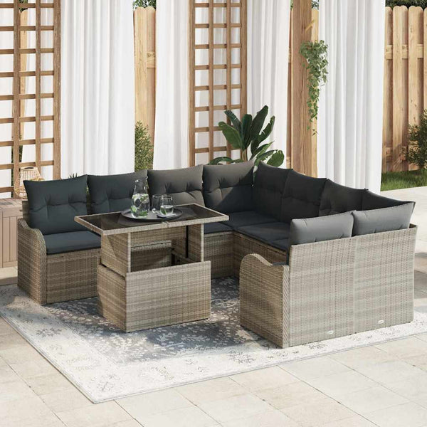 Tuin Sofa Set Met Kussen 9 Pcs 100 X 55 X 73 Cm Poly Riet
