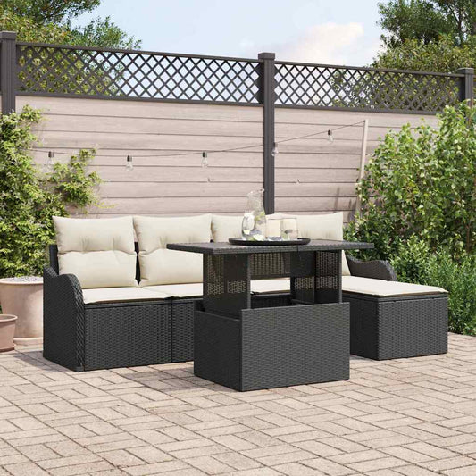 Tuin Sofa Set Met Kussen Met Opslag 6 Pcs Poly Riet