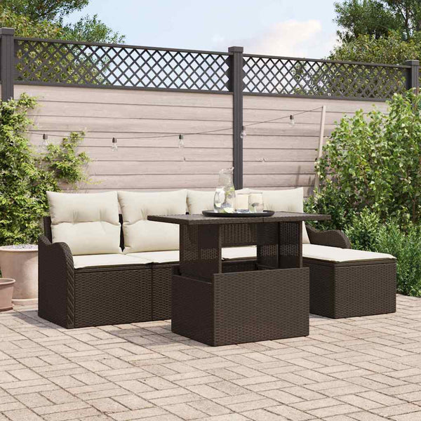Tuin Sofa Set Met Kussen Met Opslag 6 Pcs Poly Riet