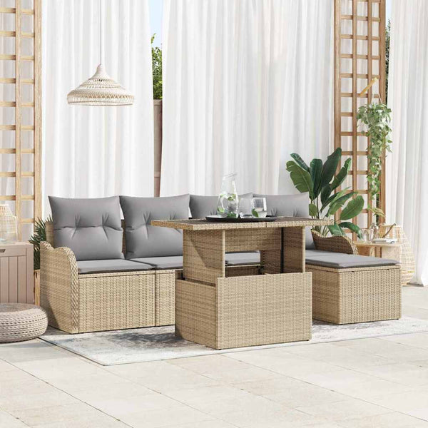 Tuin Sofa Set Met Kussen Met Opslag 6 Pcs Poly Riet