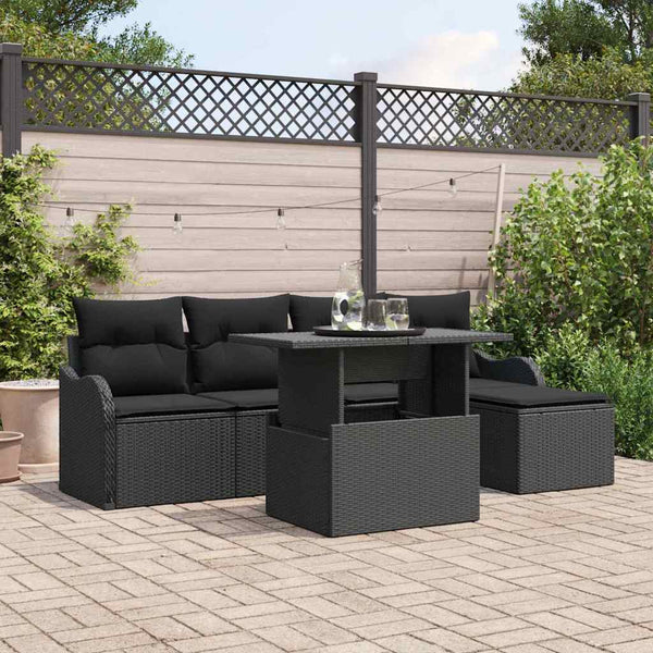 Tuin Sofa Set Met Kussen Met Opslag 6 Pcs Poly Riet